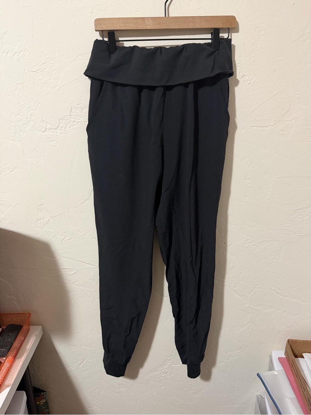Fabletics Black Fold-Over Waist Joggers
